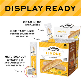 Premium ingredients in Nonni's Limone biscotti: eggs, butter, sugar