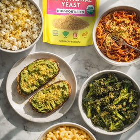 A light dusting of Noocha on pasta for a cheesy, umami boost.
