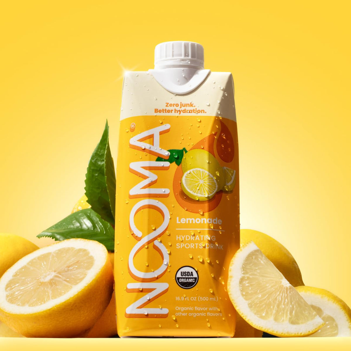 NOOMA lemonade pour demonstrates quick electrolyte replenishment after training.