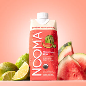 NOOMA Hydrating Sports Drink bottle side view emphasizes organic coconut water base.