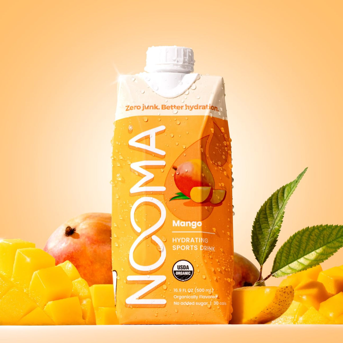 NOOMA Mango pour showing quick hydration during workouts.