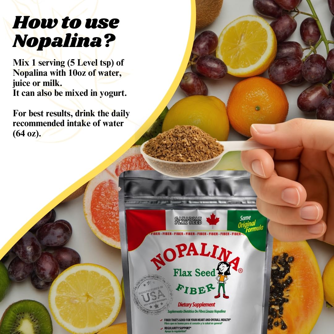 Nopalina Fiber Formula Omega fatty acids shown for daily wellness support.