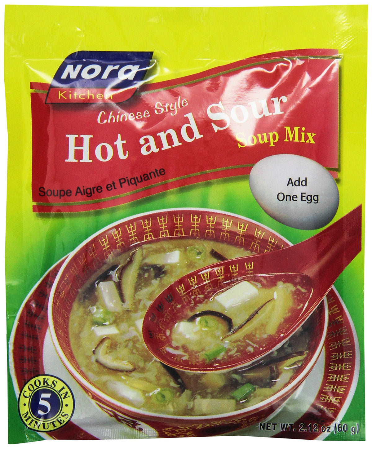 NORA Chinese Style Hot and Sour Soup Mix pack of 6 pouches for easy meals