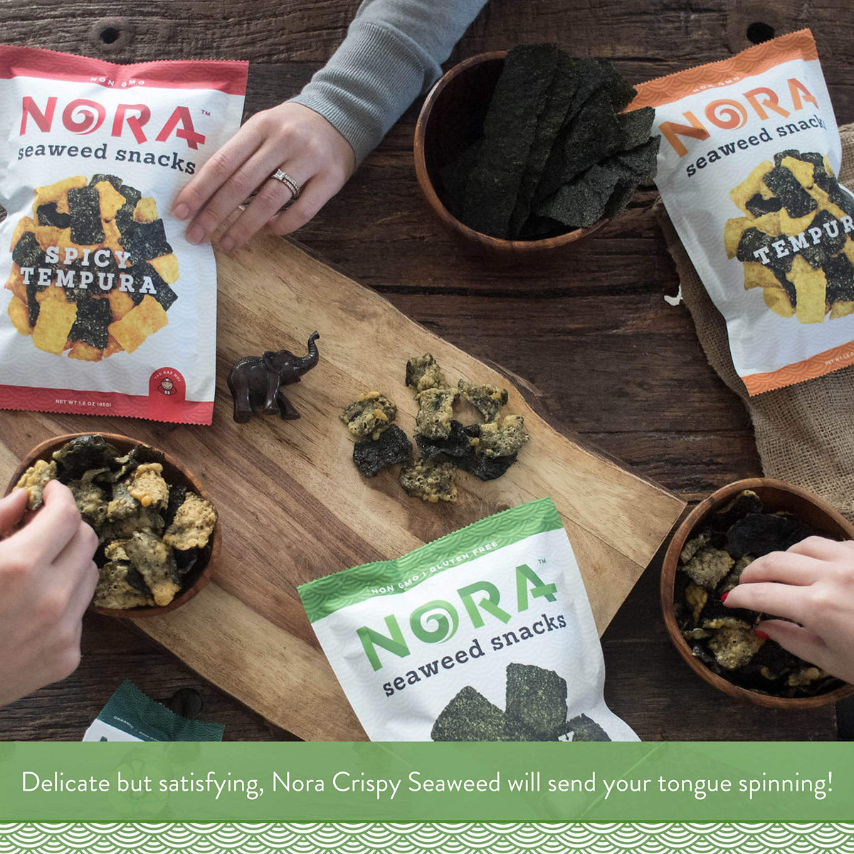 NORA Crispy Seaweed closeup texture, thin sheets for quick bites