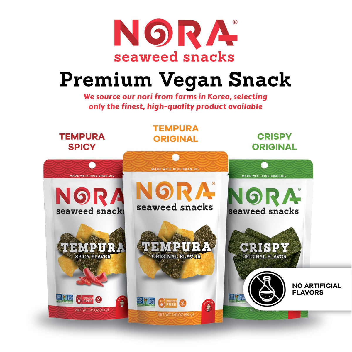 NORA Crispy Seaweed Tempura texture and light crunch for on-the-go