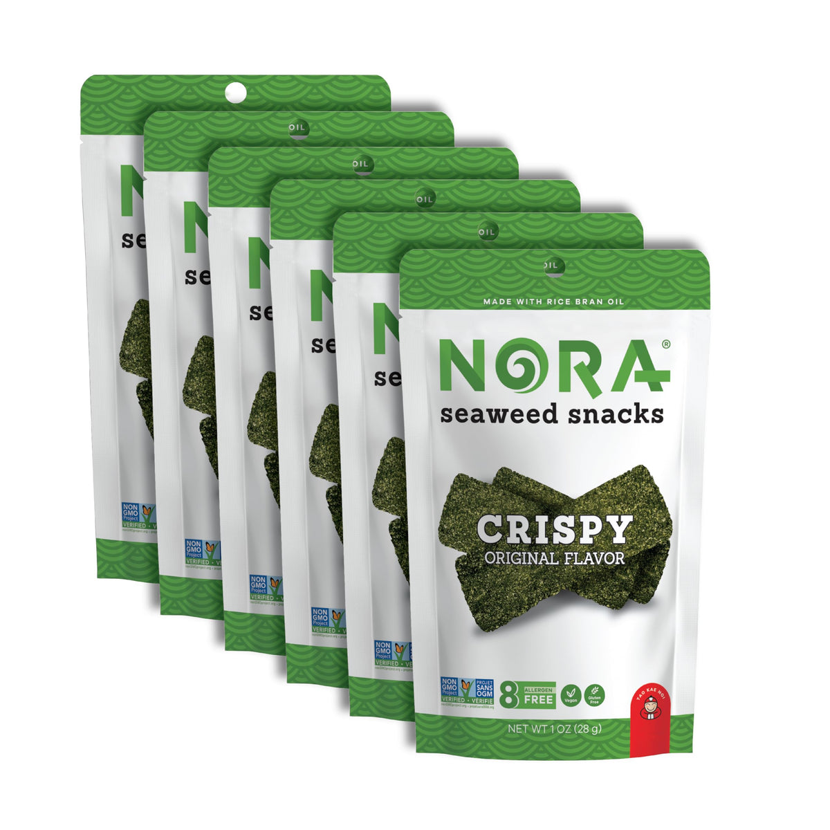 NORA Original Crispy Seaweed Snacks with crispy seaweed sheets, gluten-free and low-carb.