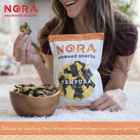 NORA seaweed snack pack on-the-go showing portable snack convenience.