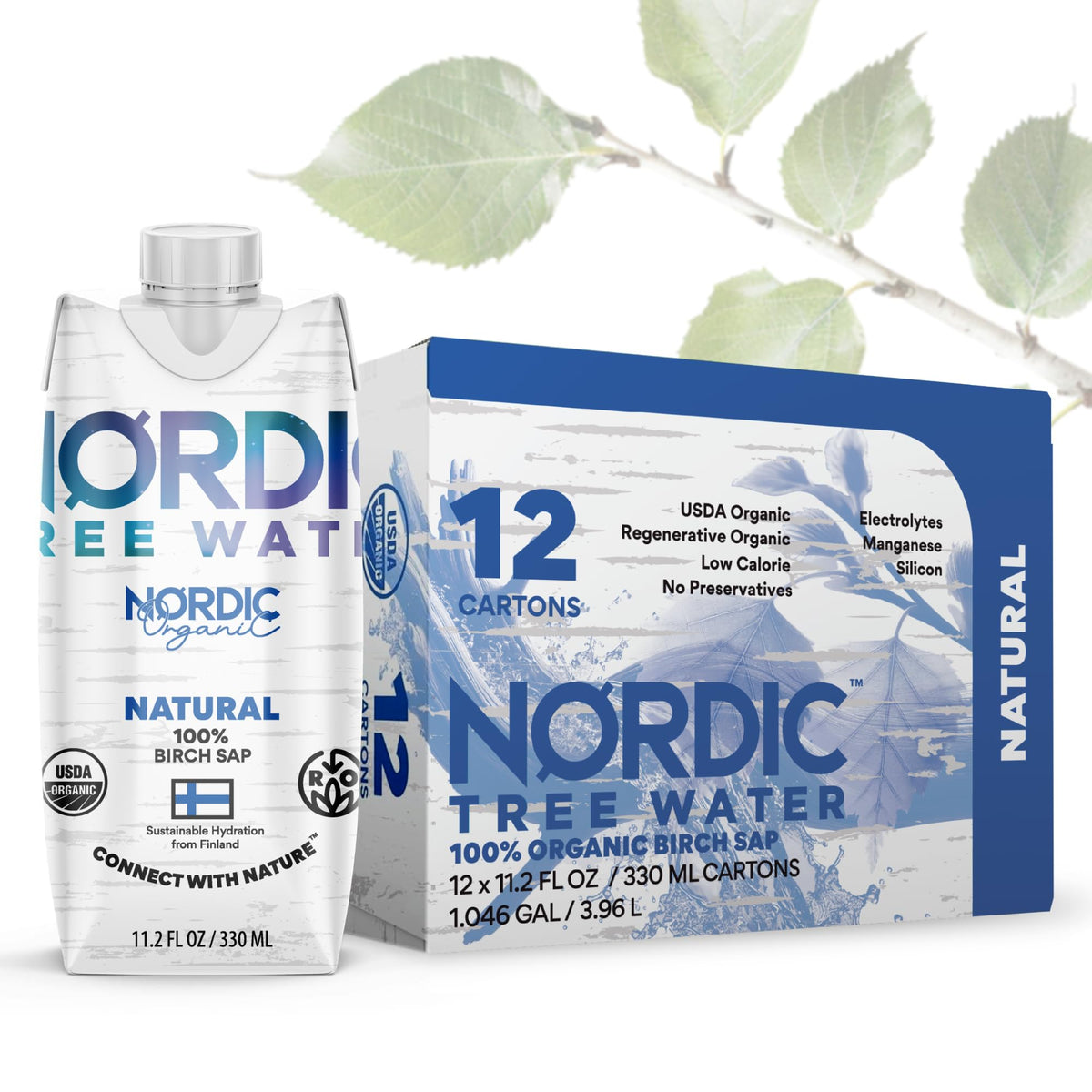 Nordic Tree Water birch sap bottle for daily hydration with natural electrolytes.