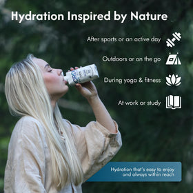 Nordic Tree Water label close-up notes prebiotics, minerals, and antioxidants.