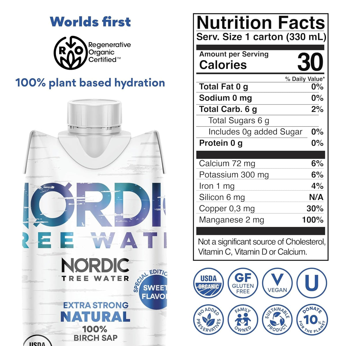 Nordic Tree Water forest harvest birch sap ready to sip after outdoor activity