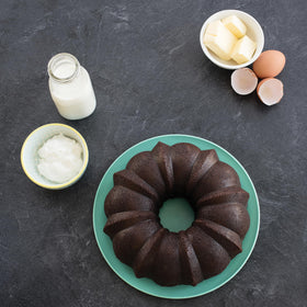 Nordic Ware chocolate Bundt cake crumb close-up captures rich texture