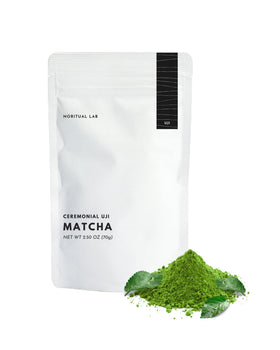 NORITUAL LAB Ceremonial Matcha Uji tin close-up, ideal for ceremonial whisking.