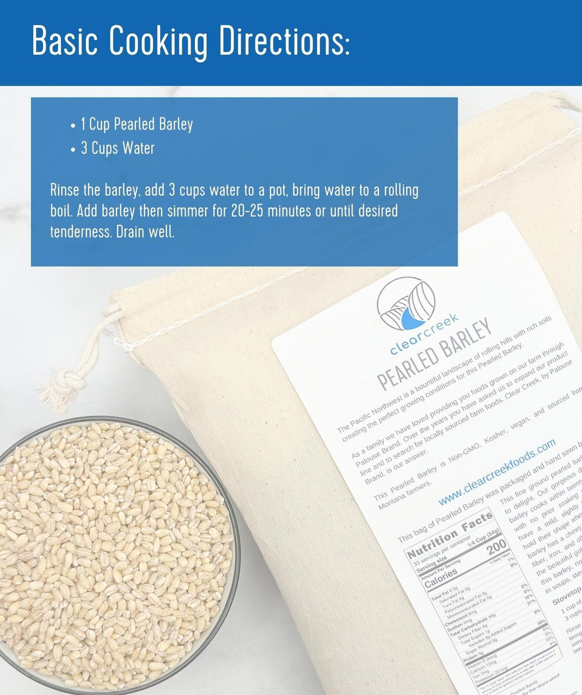 North American grown Pearl Barley field emphasizes local sourcing