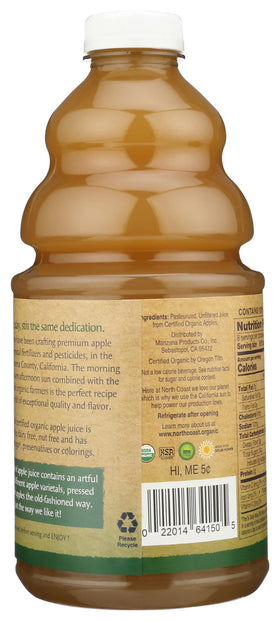 North Coast Brewery Organic Apple Juice in a clear glass shows natural color and clarity.