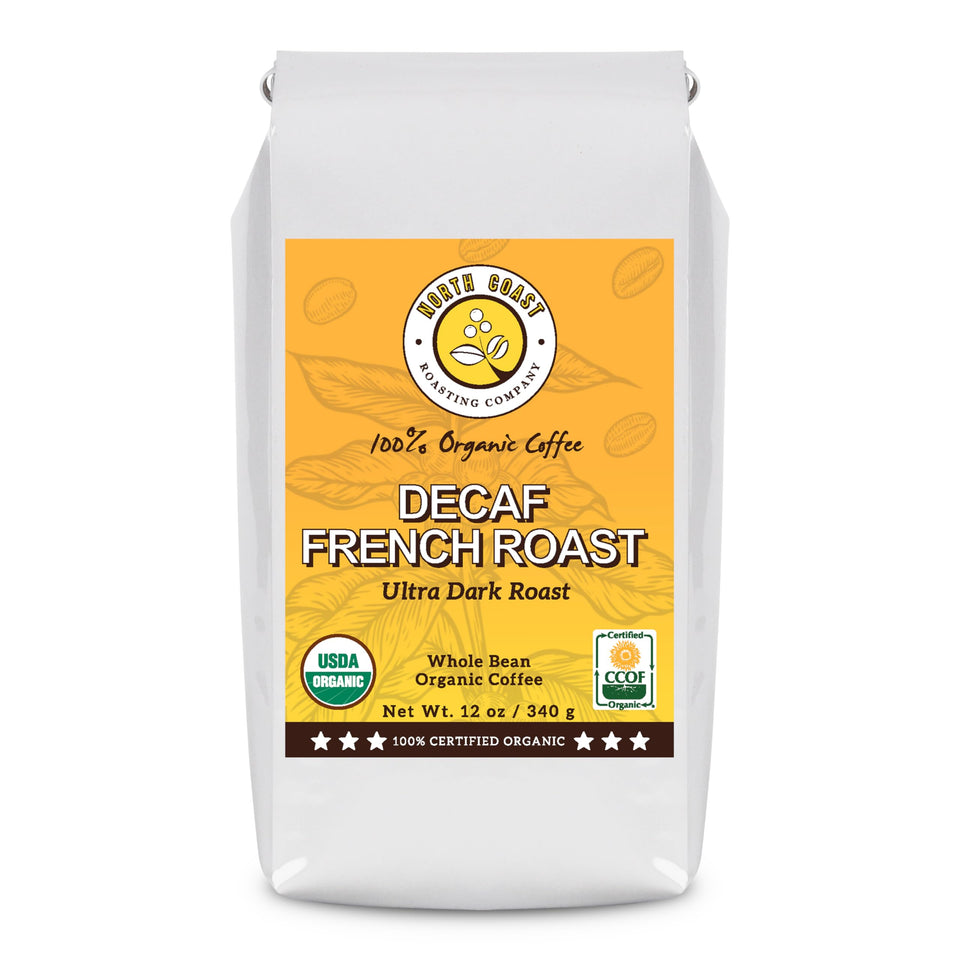 North Coast Roasting Ultra Dark bag front showing organic beans for rich flavor