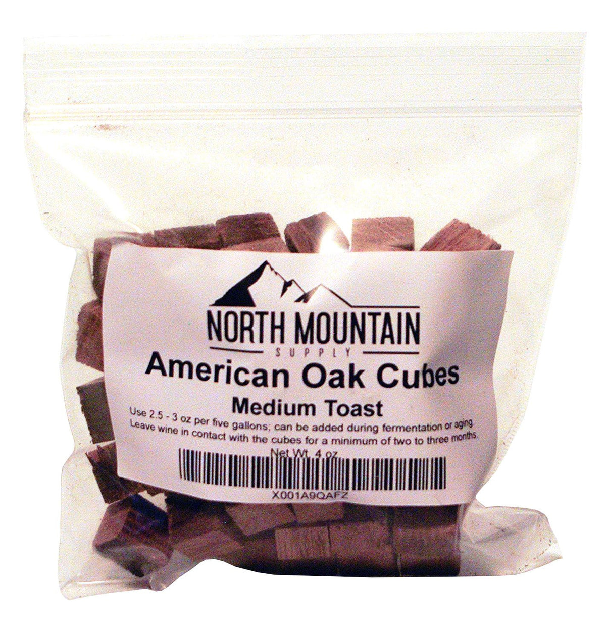 North Mountain Supply AMTC American Oak Cubes in tank for vanilla and caramel notes.