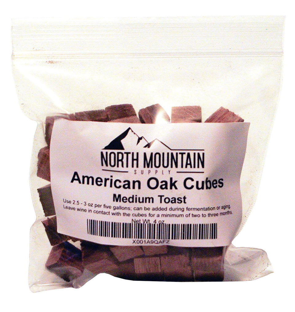 North Mountain Supply AMTC American Oak Cubes in tank for vanilla and caramel notes.