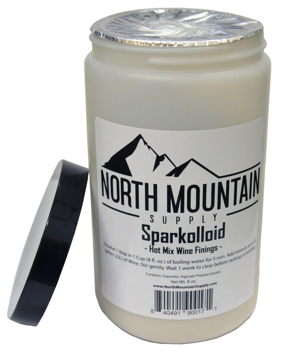 North Mountain Supply Sparkolloid Powder jar label for safe, convenient home winemaking.