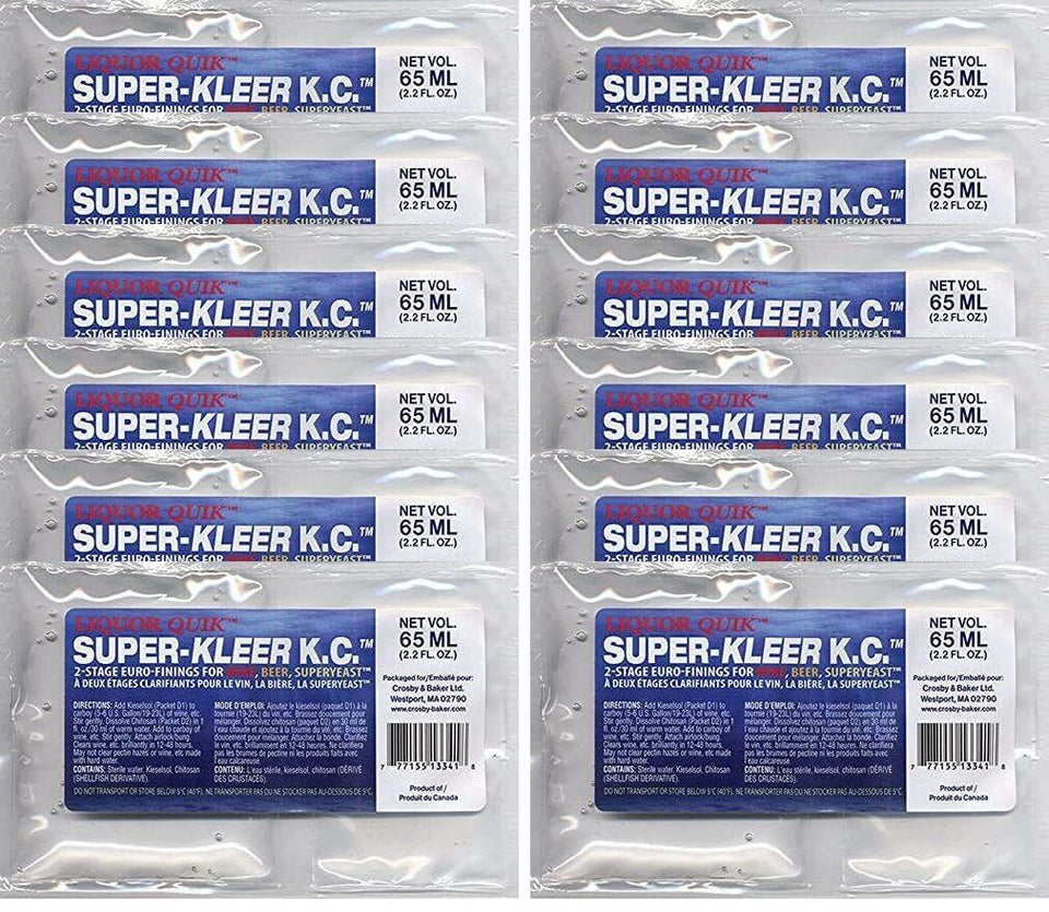 North Mountain Supply Super-Kleer KC beer and wine clarifier bottle demonstrates rapid clarification for beer and wine.