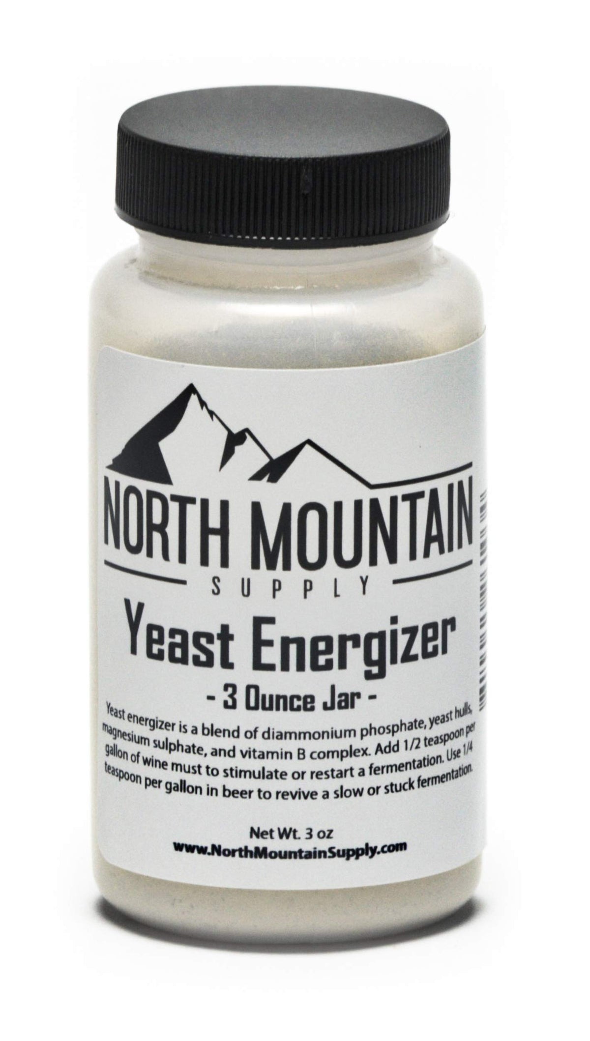 North Mountain Supply Yeast Energizer 3-ounce jar supports complete fermentation.