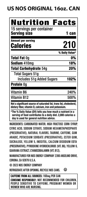 NOS Original flavor graphic highlighting tropical citrus notes with mango and passion fruit.
