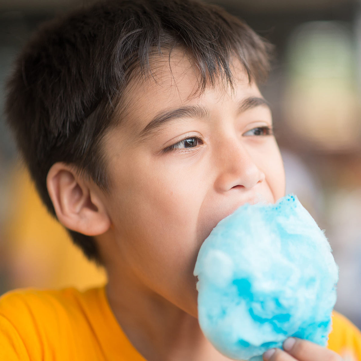 Nostalgia flossing sugar cone pack ready for immediate serving at celebrations.