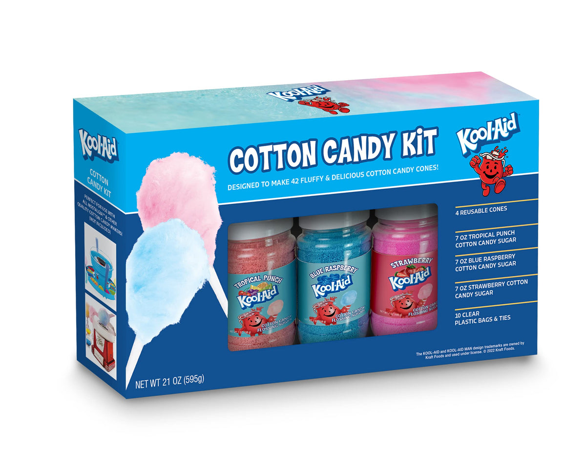 Nostalgia Kool-Aid Cotton Candy tropical punch cone-ready sugar for easy entertaining