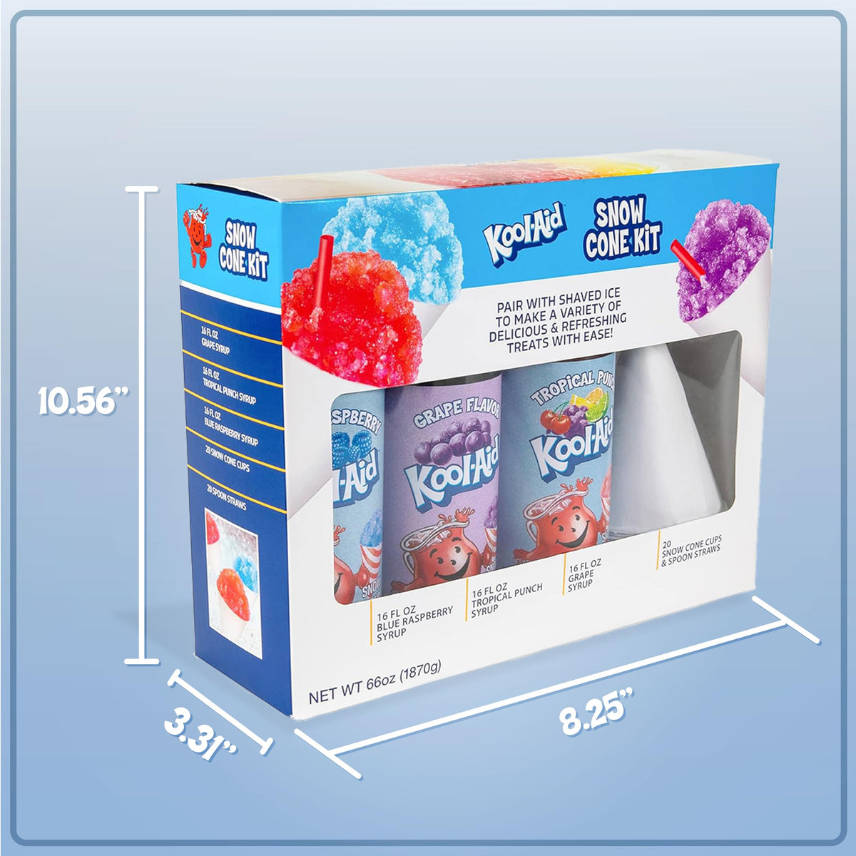 Nostalgia snow cone cups and colored spoons for easy serving