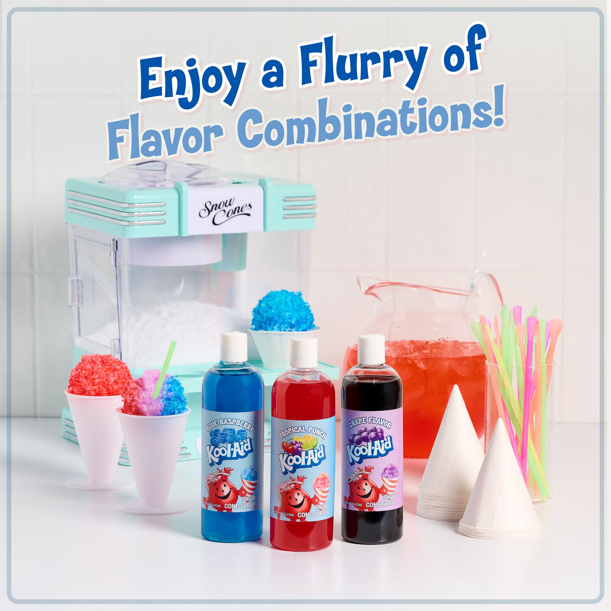 Nostalgia snow cone maker setup ready for quick ice shaving