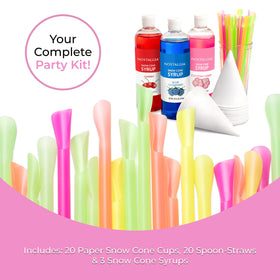Nostalgia Cotton Candy Syrup bottle to create whimsical pink snow cones.