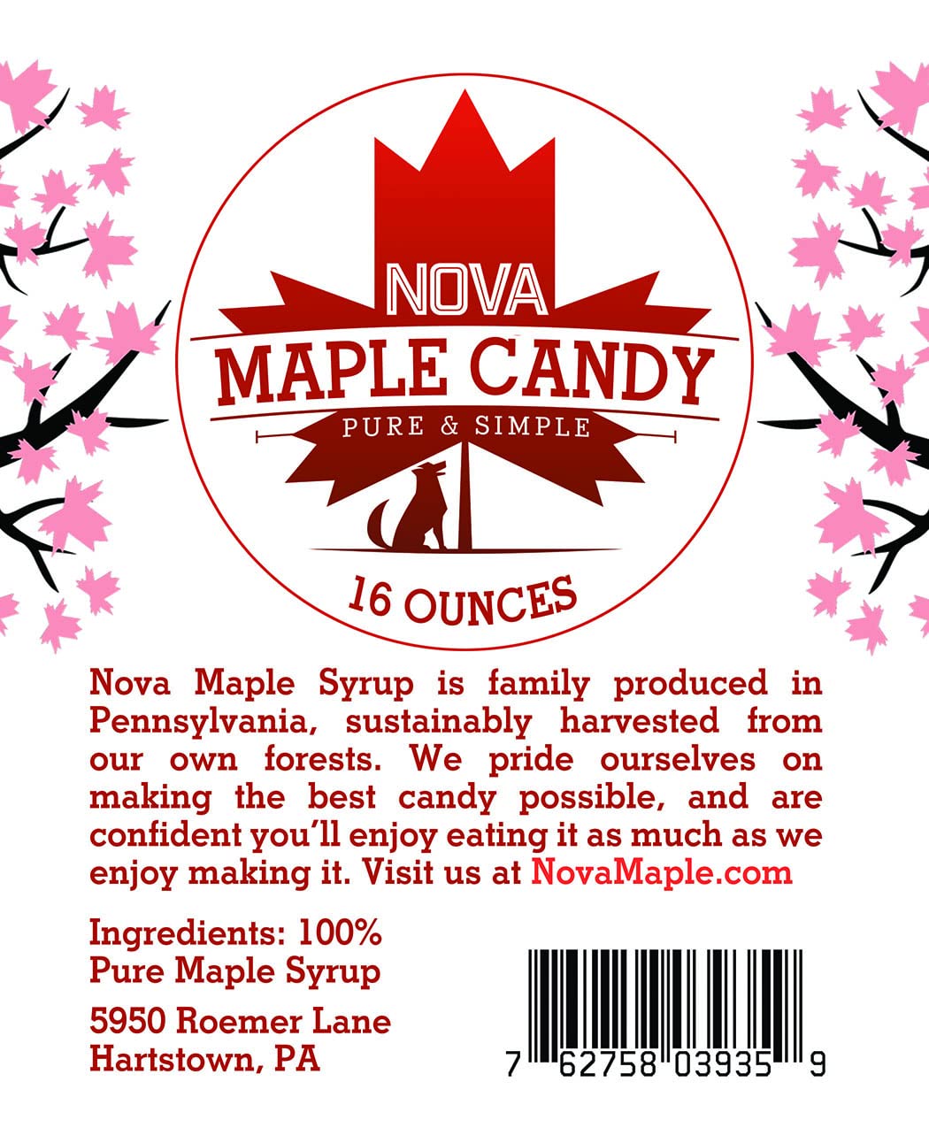 Nova Maple Candy made in USA ensures quality and domestic sourcing.