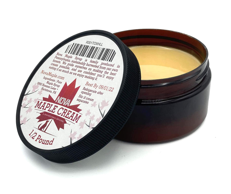Nova Maple Cream jar closeup showing rich texture ideal for spreading.