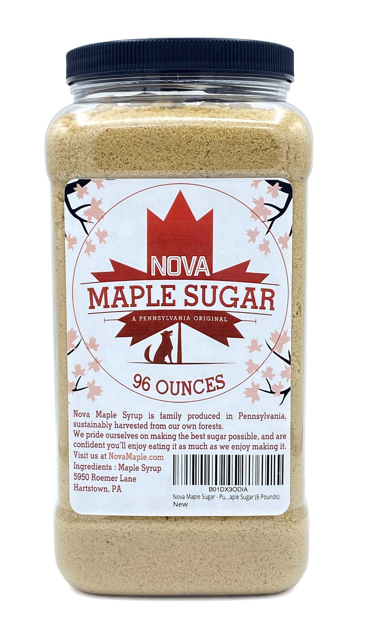 Nova Maple Sugar crystals in bag for topping desserts
