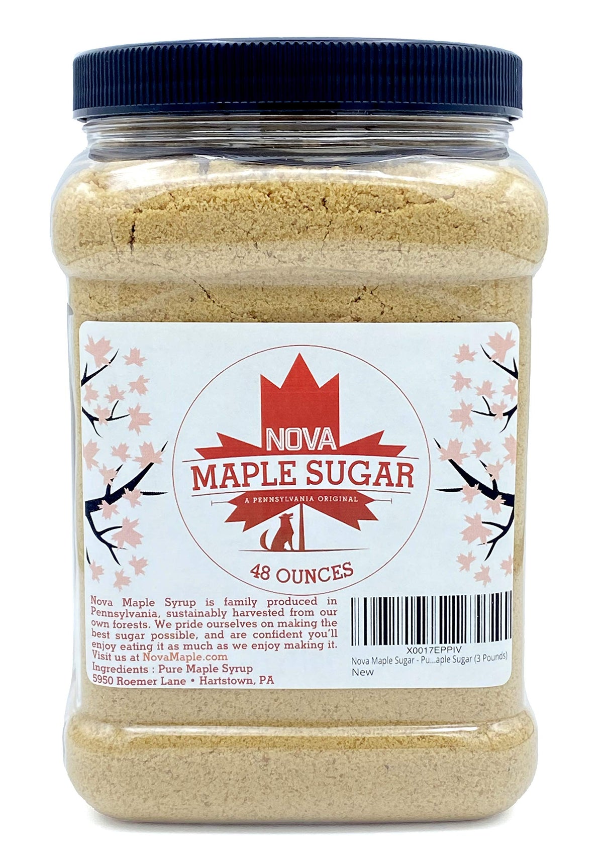 Nova Maple Sugar granules close-up, ideal for baking and topping desserts.