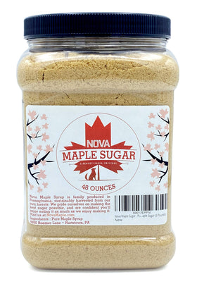 Nova Maple Sugar granules close-up, ideal for baking and topping desserts.