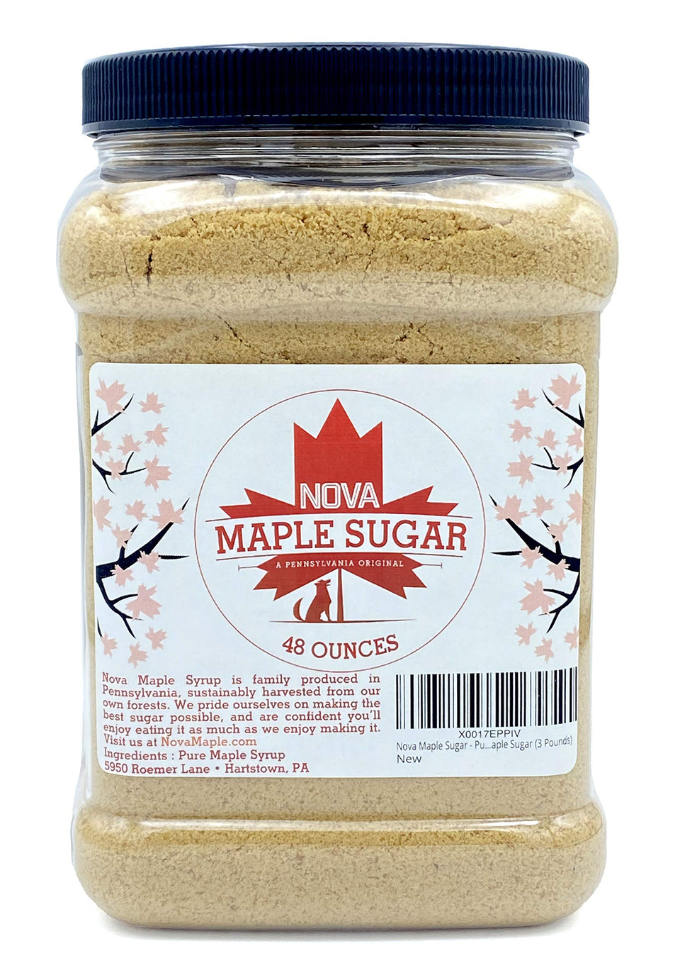 Nova Maple Sugar granules close-up, ideal for baking and topping desserts.