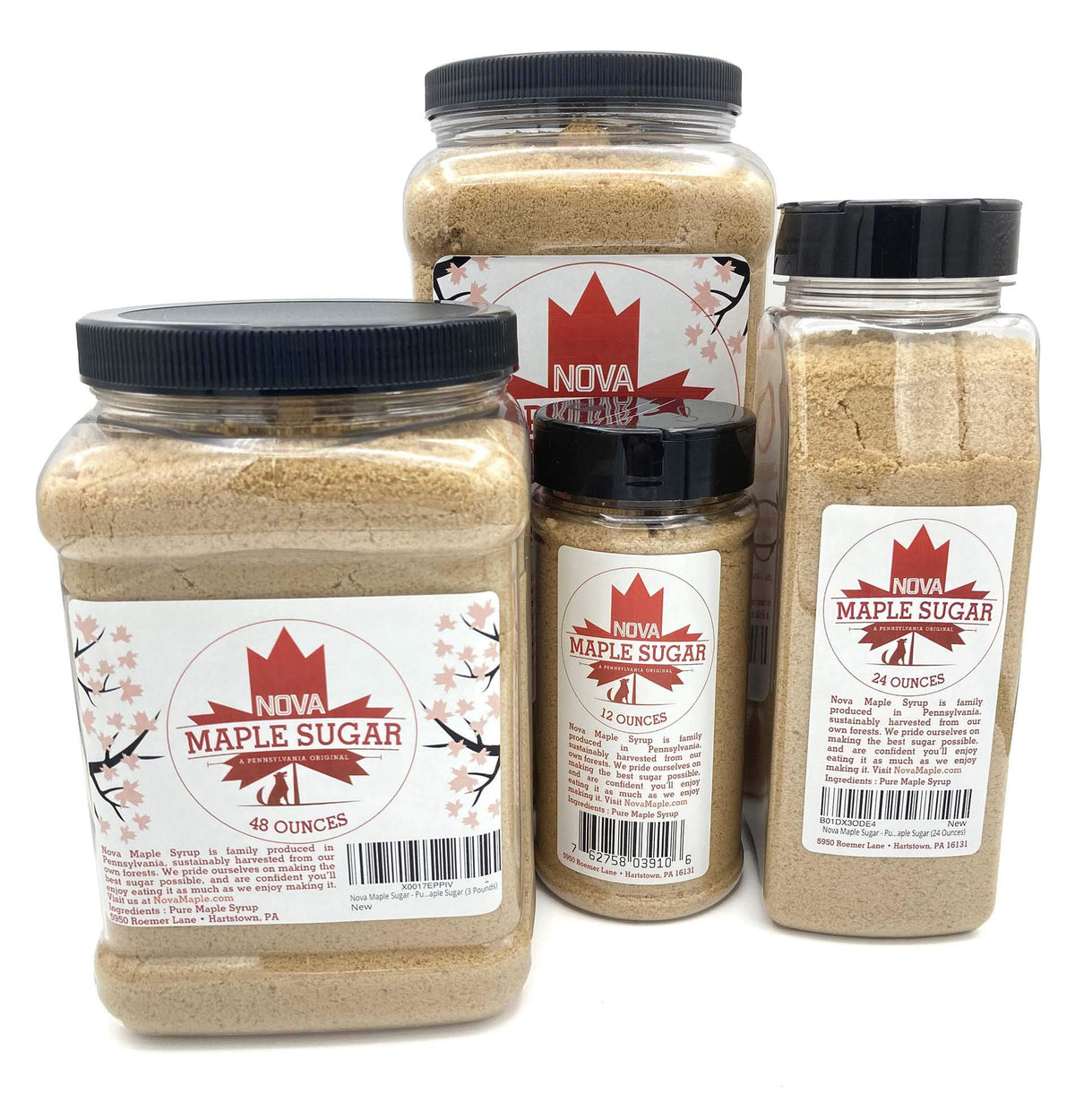 Nova Maple Sugar jar with spoon, measuring sweetness for recipes.