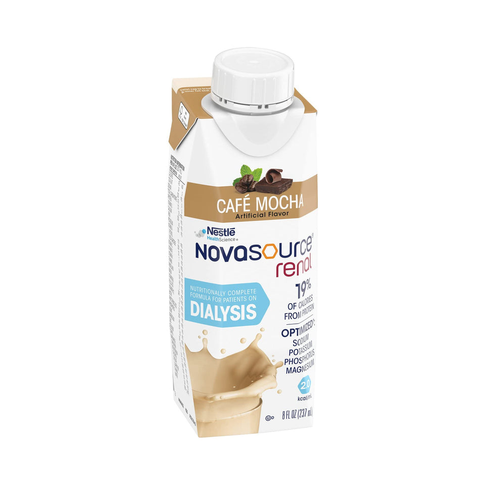 NovaSource Renal cafe mocha carton 24ct shows protein-rich nutrition for renal diets.