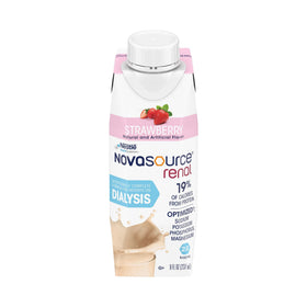 NovaSource Renal Strawberry carton front shows convenient 8 oz serving for dialysis nutrition