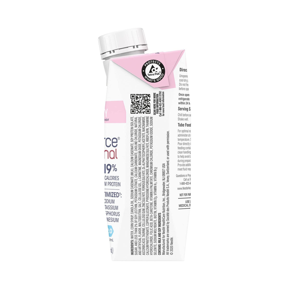 NovaSource Renal Strawberry carton nutrition panel highlights high protein and balanced minerals