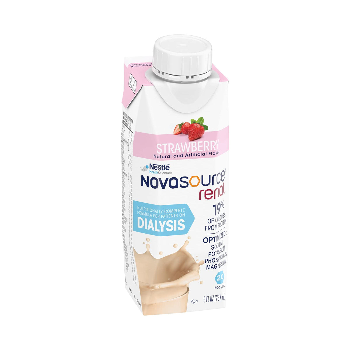 NovaSource Renal Strawberry fresh splash image emphasizes flavor and palatability