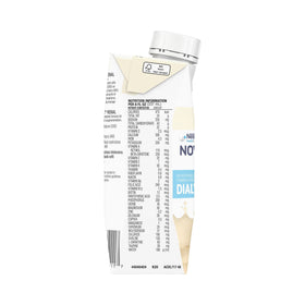 NovaSource Renal Vanilla glass with straw illustrating ready-to-drink convenience.