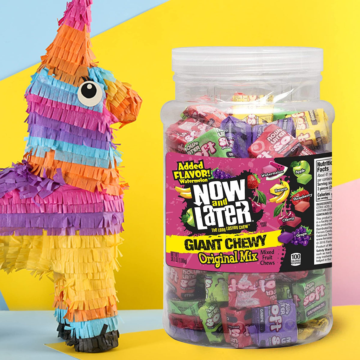 Now and Later Giant Chewy Banana Chews for dense, chewy fruit joy.