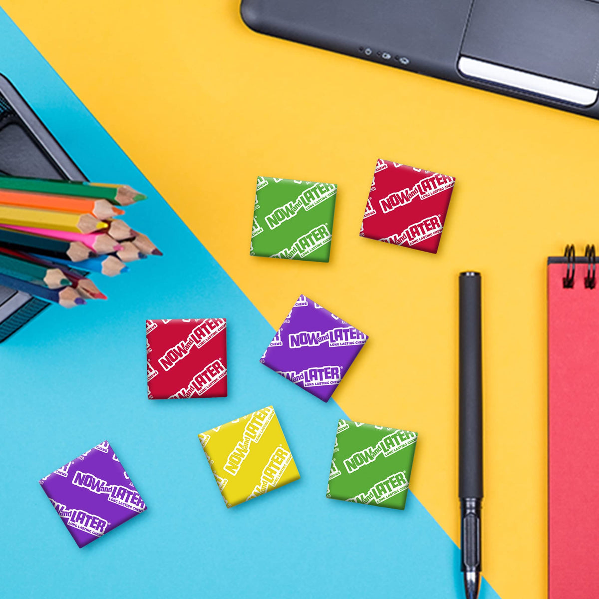 Now and Later Giant Chewy Cherry Chews with vibrant color and chew.
