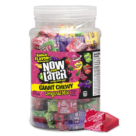 Now and Later Giant Chewy Mixed Fruit Jar with bold flavors for sharing.