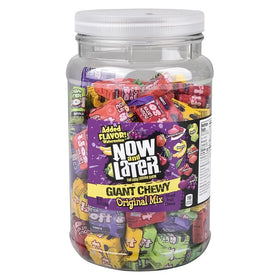 Bulk jar display of Now and Later Giant Soft Taffy ready for sharing