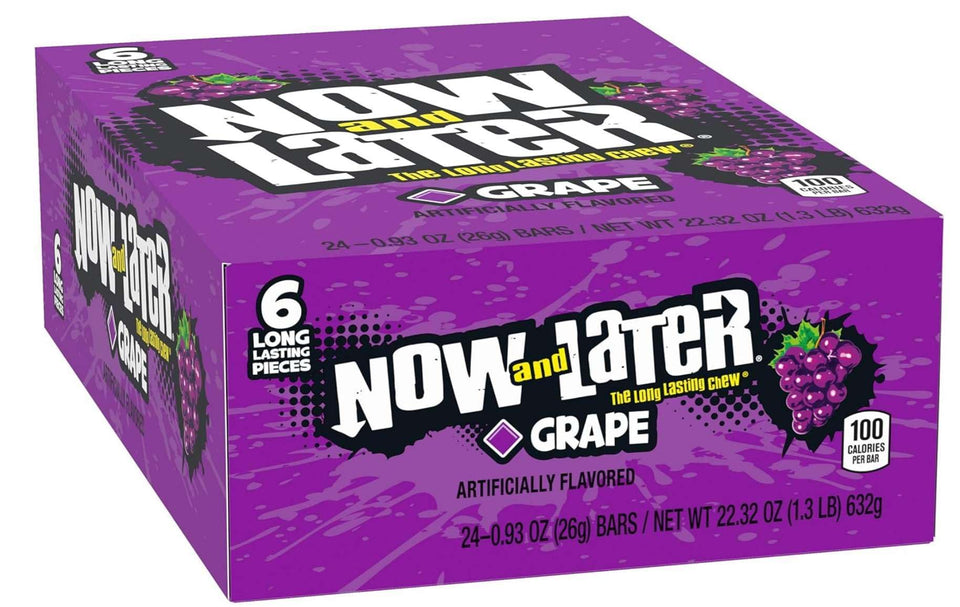 Now and Later grape taffy bar, long-lasting flavor for on-the-go snacking