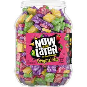 Now and Later Original Mix jar front view with bold fruit chews for snacking