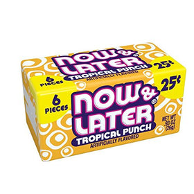 Now & Later original taﬀy pack 24 showcases, long-lasting flavor for on-the-go snacking.
