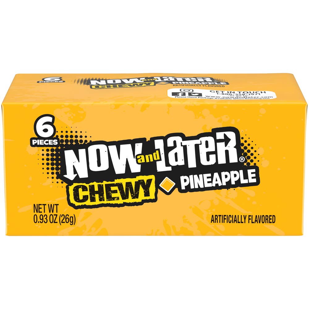 Now & Later Pineapple chewy square display, bold fruity flavor ready to share.